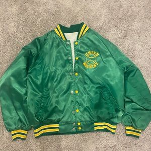 Vintage Retro Satin Green Western Bomber Jacket